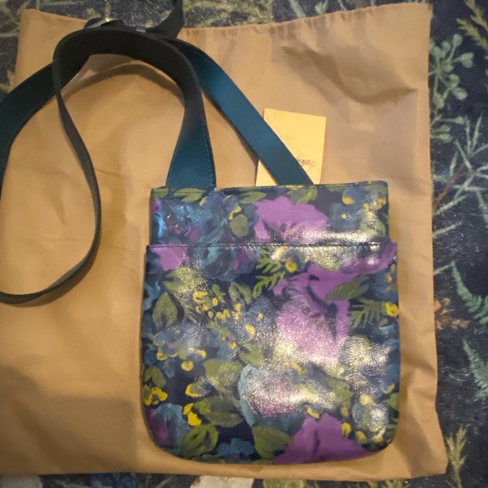 Patricia Nash Deep Blue Nature Stipe Sling Crossbody Bag/ New with Tags